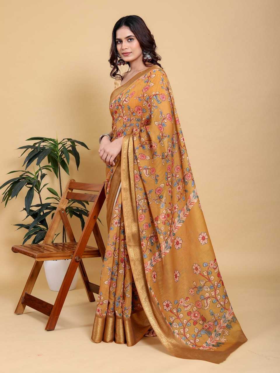Cotton Cotton Linen Jacquard Saree